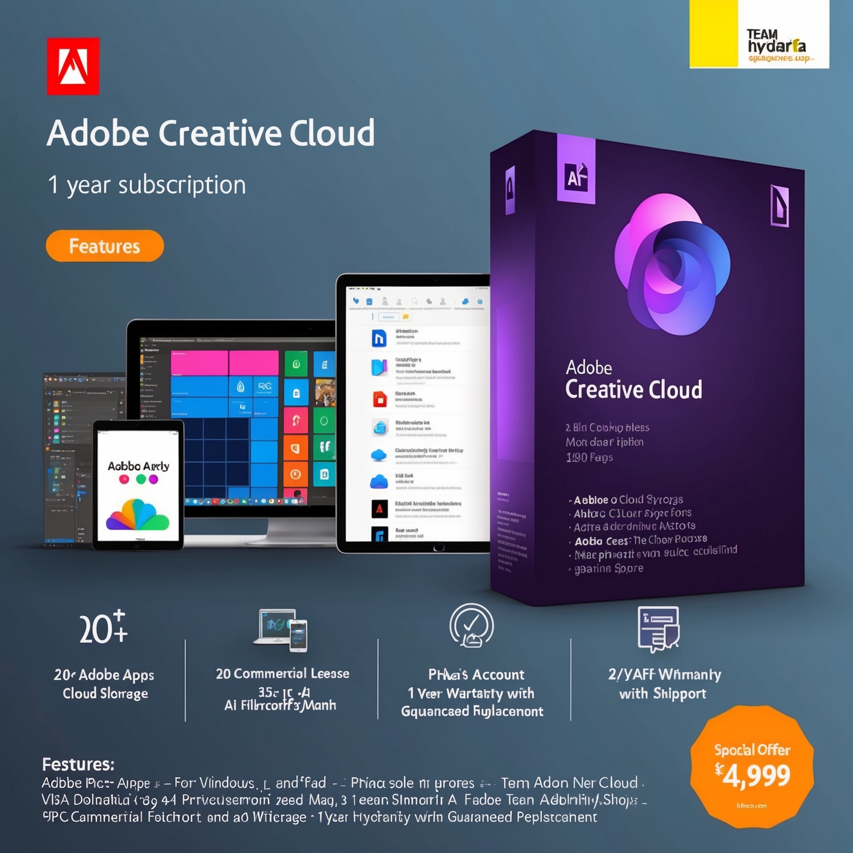 Default Team Hydra Shop Presents Adobe Creative Cloud 1 Year 2