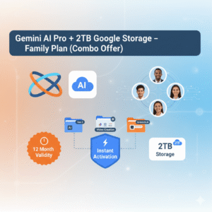 Gemini AI Pro plus 2TB Google Storage Family Plan Combo Offer with Gemini 2.5 Pro, Veo 3, Flow, Whisk, NotebookLM and Gmail Integration – MFA Tools