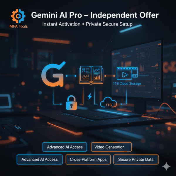 Gemini AI Pro Plan Independent Offer with Gemini 2.5 Pro, Deep Research, NotebookLM, Veo 3 Fast, Gemini Live and 2TB Cloud Storage – MFA Tools