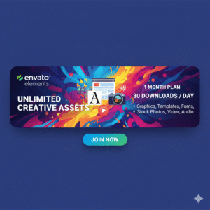 Envato Elements 1 Month Plan with 30 Downloads Per Day – Templates, Graphics, Stock Photos, Videos and Fonts – MFA Tools